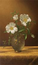 Cherokee Roses in an Opalescent Vase