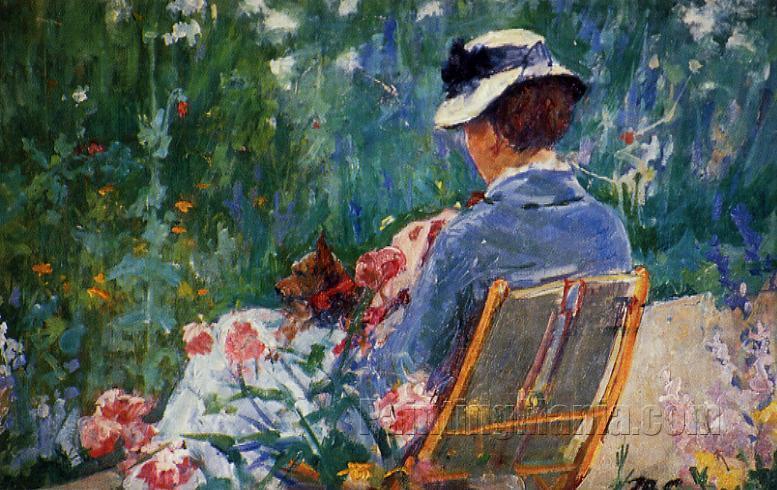Lydia Seated in the Garden with a Dog in Her Lap