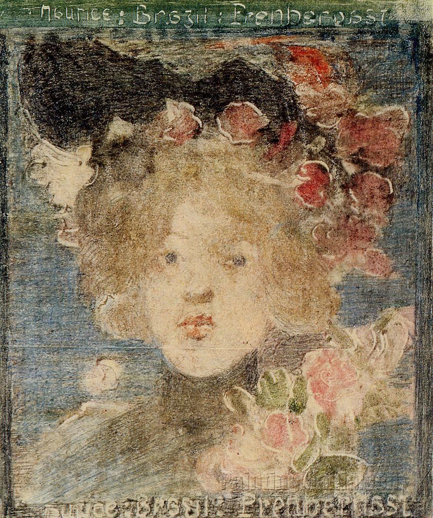 Head of a Girl (with Roses)