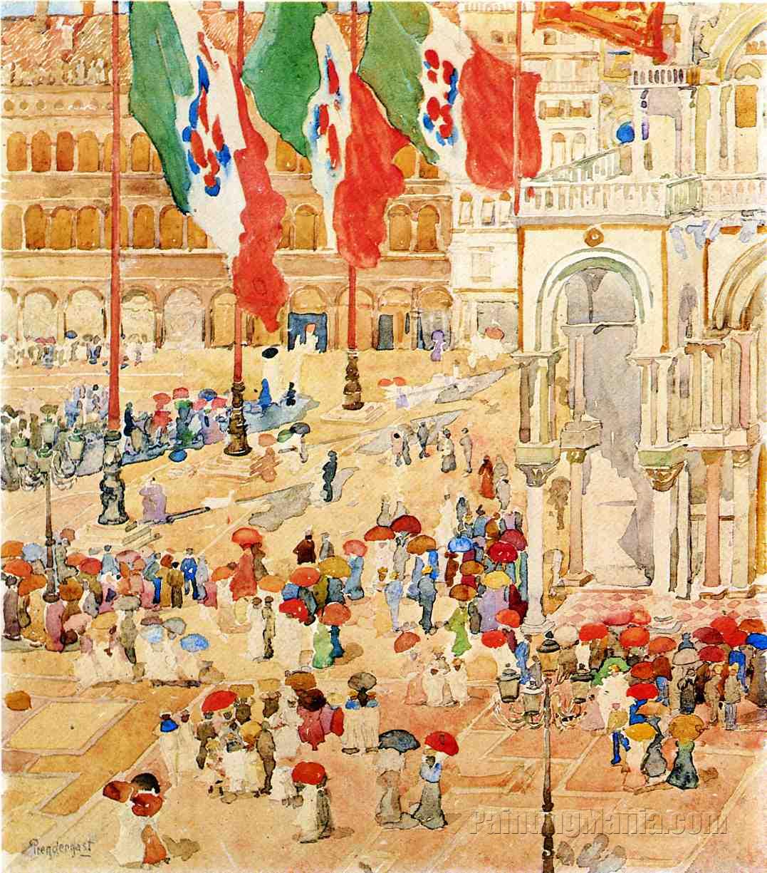 Piazza of St. Marks (The Piazza, Flags, Venice)