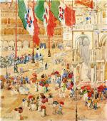 Piazza of St. Marks (The Piazza. Flags. Venice)