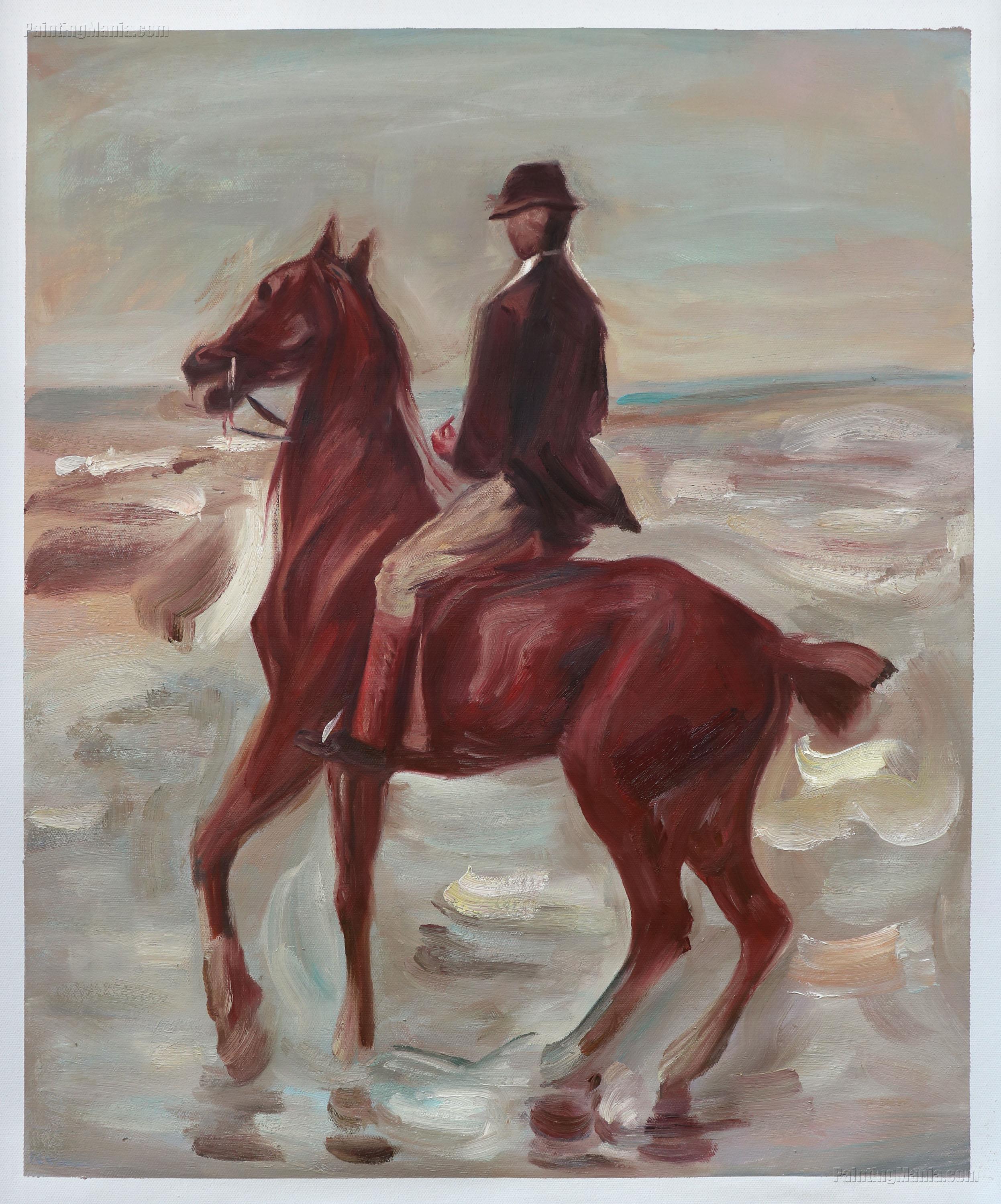 Horseback Rider on the Beach, Facing Left 1900