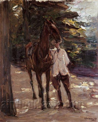 Stable-lad with Horse