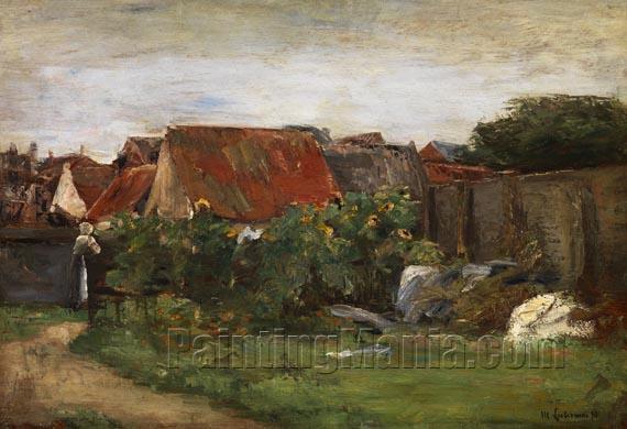 Village Houses with Sunflowers
