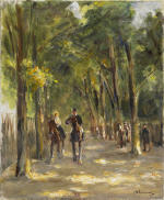 Tree-Lined Avenue with Two Horseback Riders