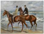 Zwei Reiter am Strand nach links (Two Riders on a Beach)
