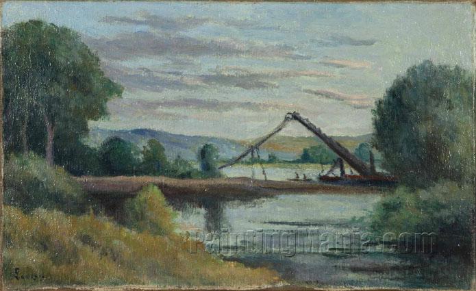 La Roche-Guyon, Bord de Riviere, Construction du Pont