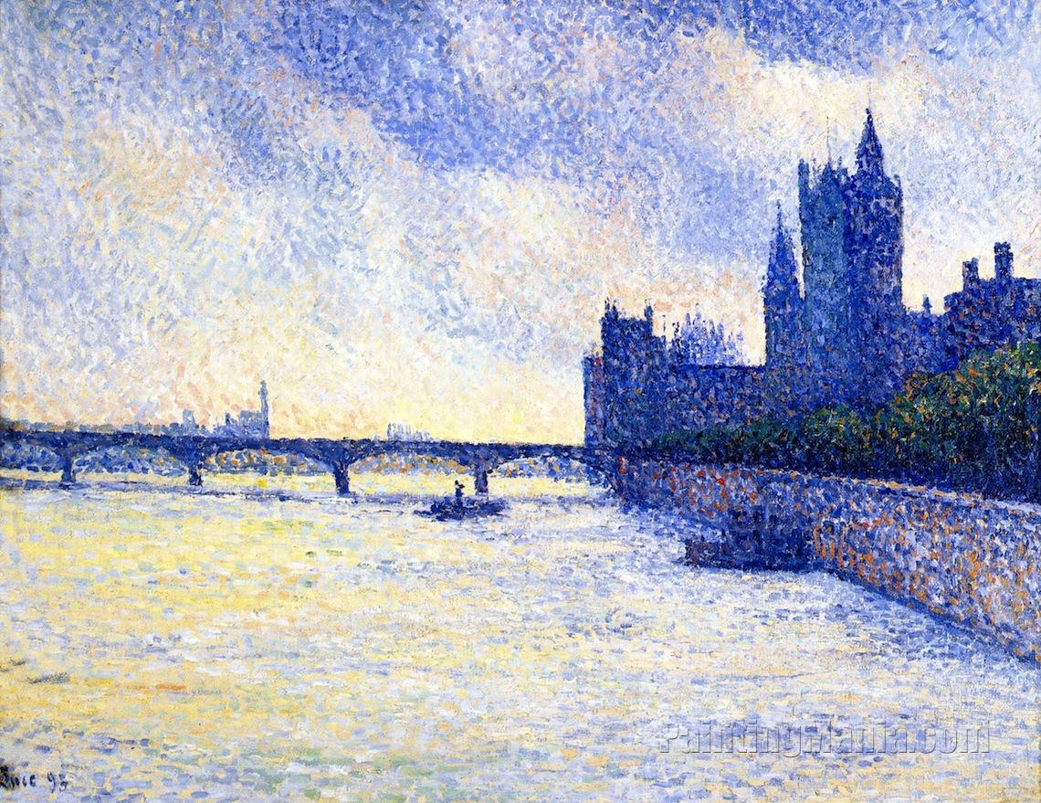The Thames and the Houses of Parliament, London