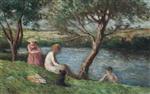 Jeune femme et enfants sous les arbres, Rolleboise