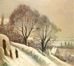 La route de l'eglise sous la neige, Rolleboise