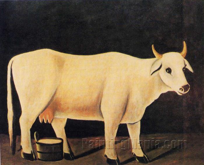 White Cow on a Black Background