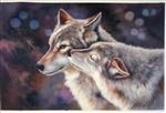Wolf Couple in Love Portrait