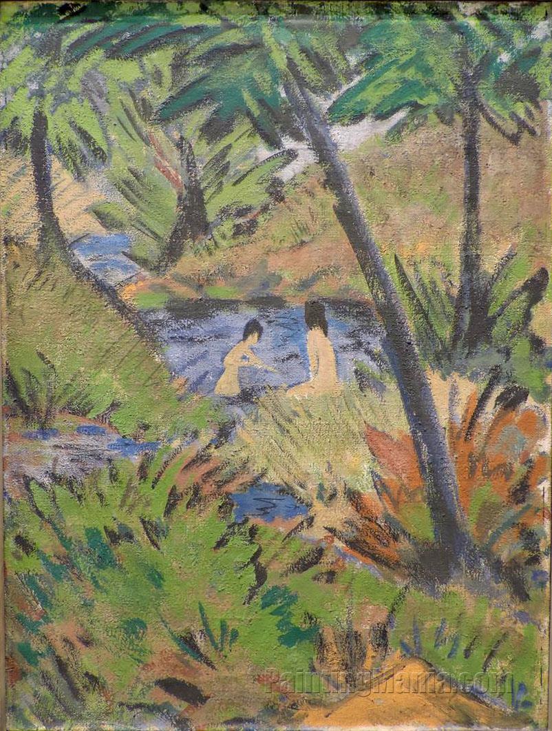 Bathing Girls in the Forest Pond