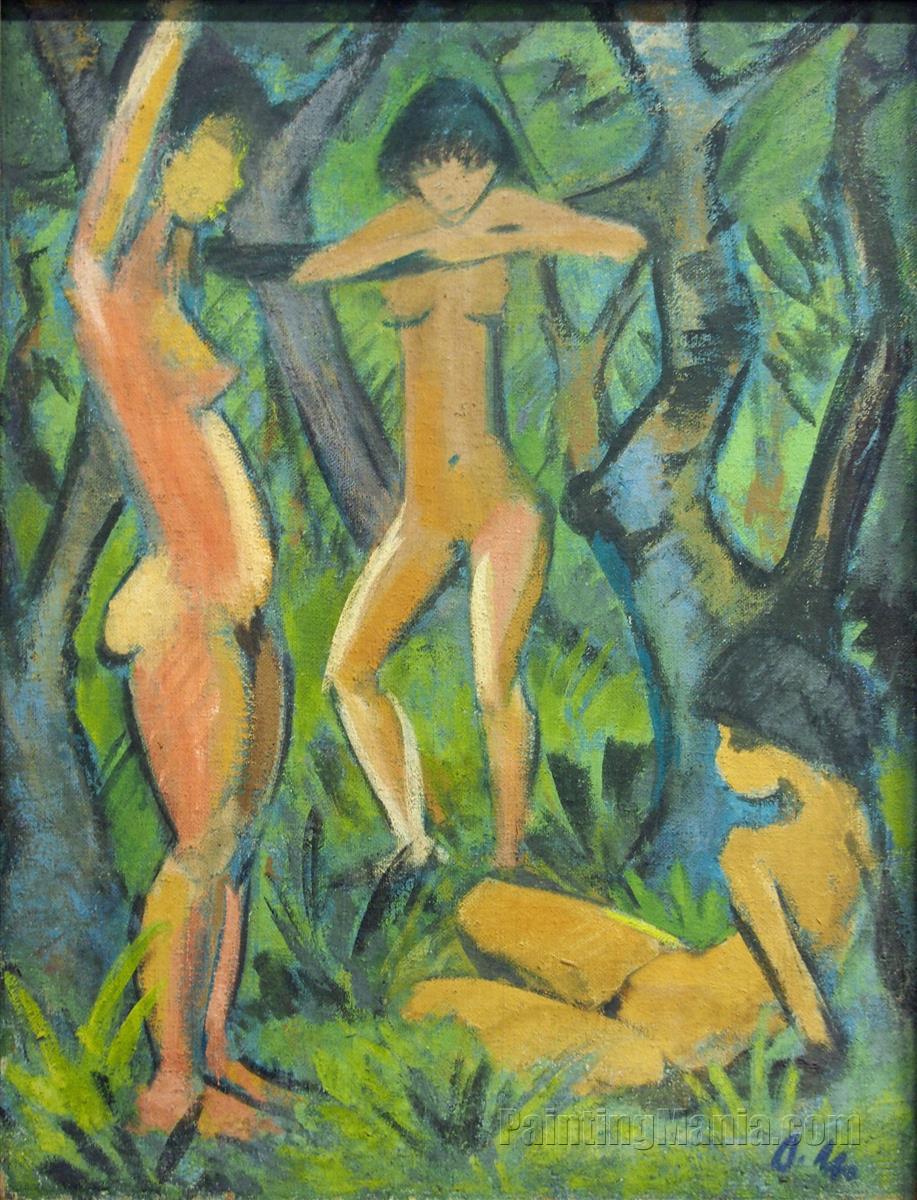 Three Nudes in the Forest