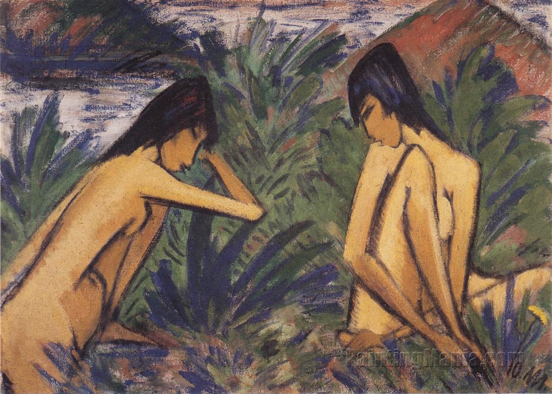 Two Girls Bathing (Zwei Badende Madchen)