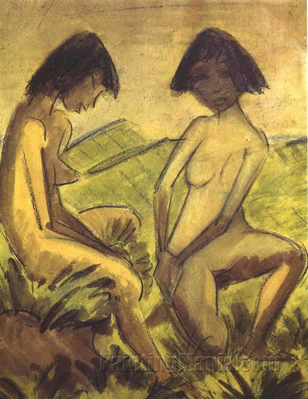 Two Girls in Landscape
