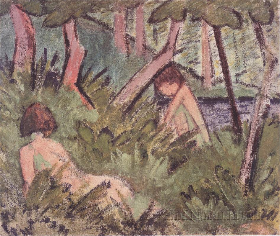 Two Nudes Lying in the Forest