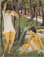 Two Girls Bathing (Girl in Shirt)