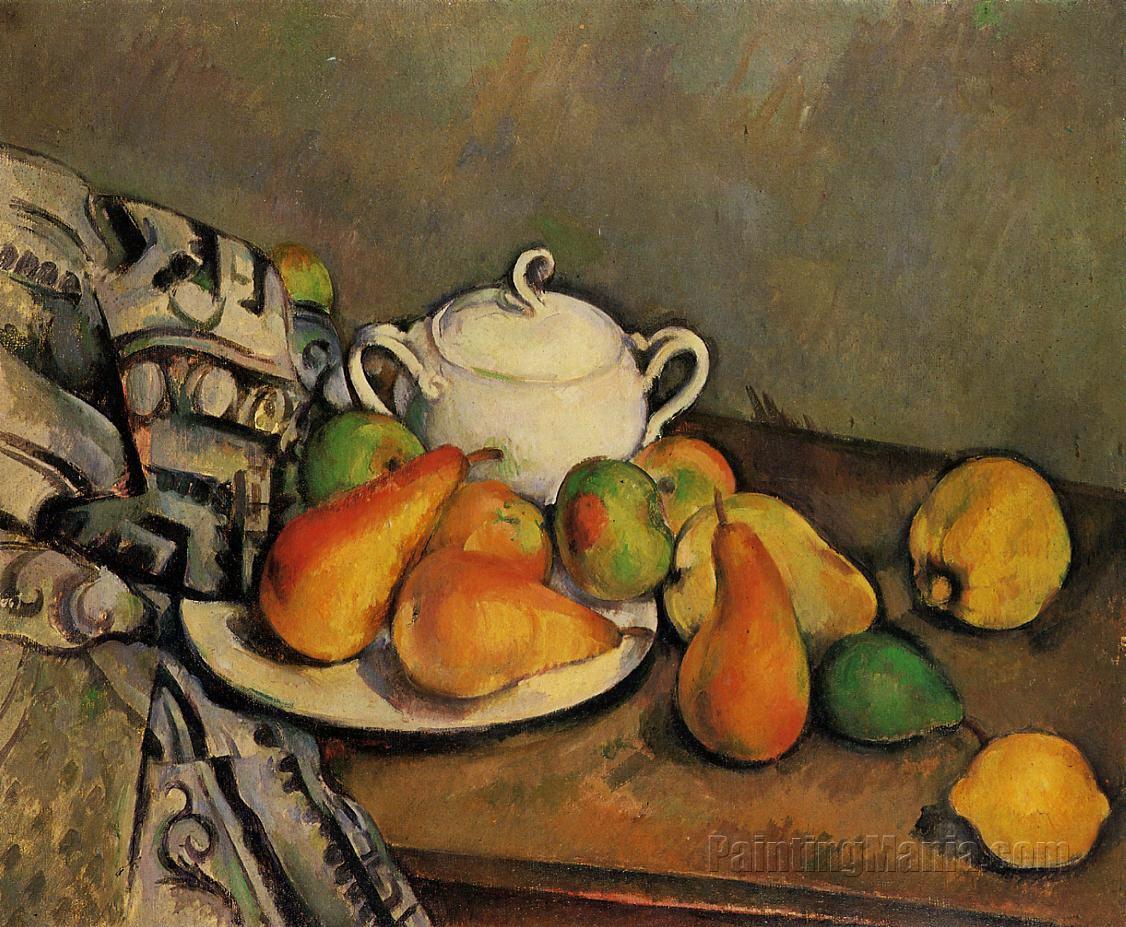 Sugarbowl, Pears and Tablecloth