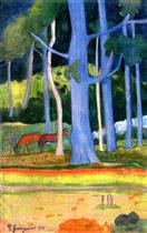 Landscape with Blue Tree Trunks