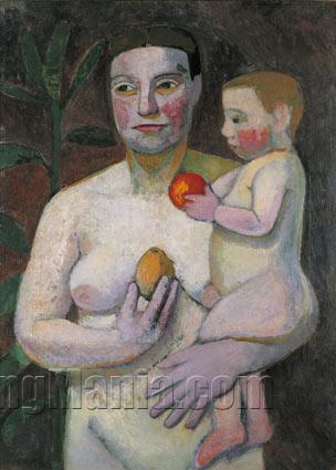 Mother with Child in Her Arms, Half-Nude II