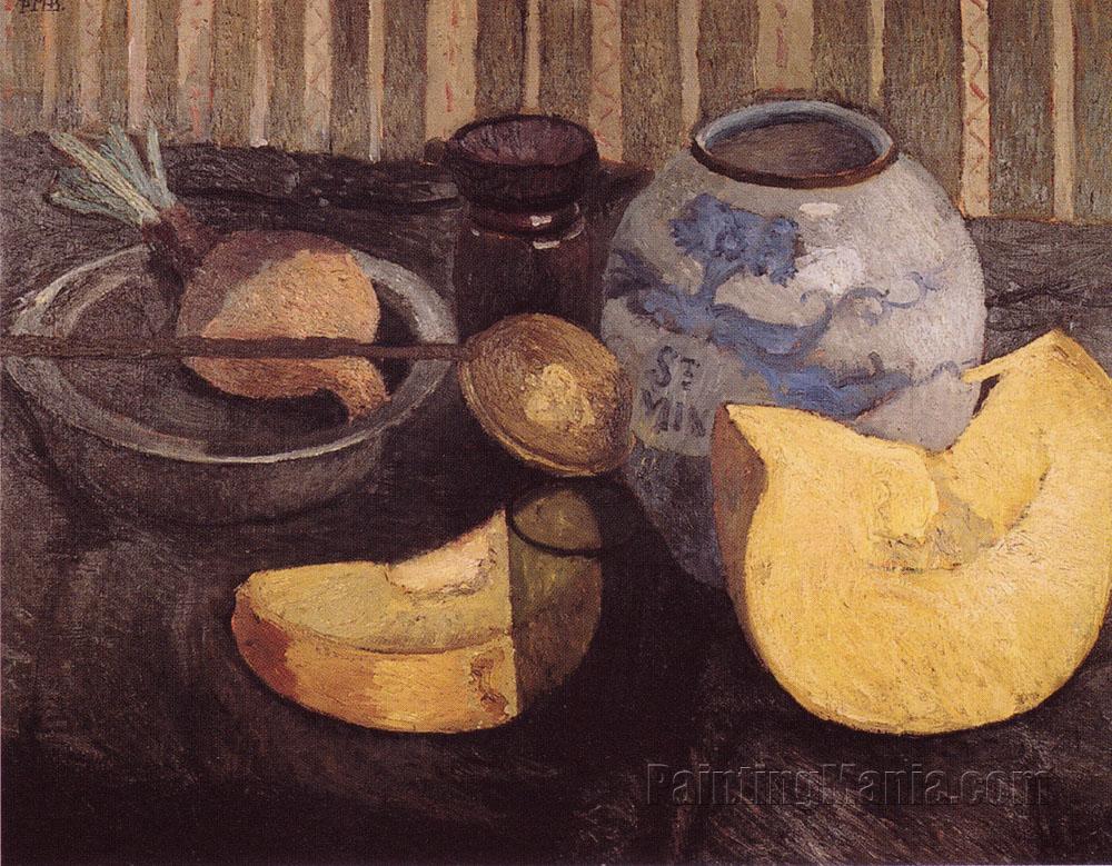 Still Life with Pumpkin and Ginger Jar