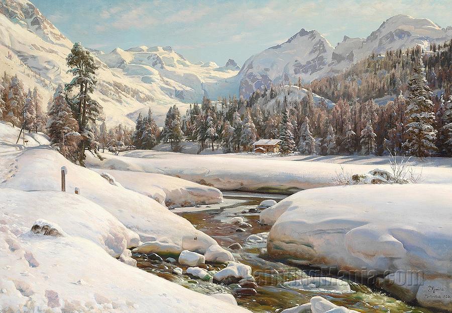 Winter landscape in Switzerland near Engadin