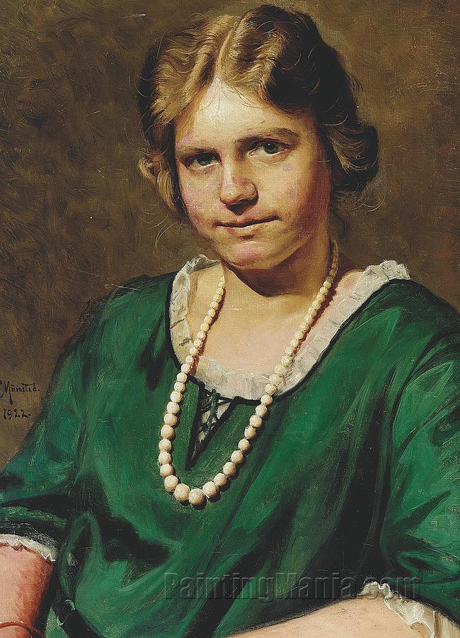 Young woman in a green dress