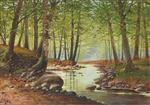 Forest scene by a stream