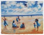 Children playing on the Beach (Fly a Kite)