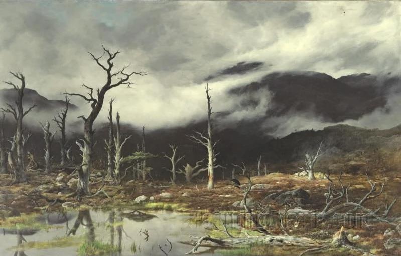 British, 1836-1921 Forlorn Landscape in the Fog