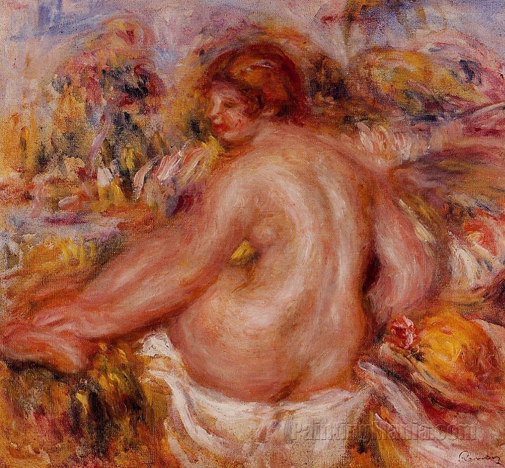 After Bathing, Seated Female Nude
