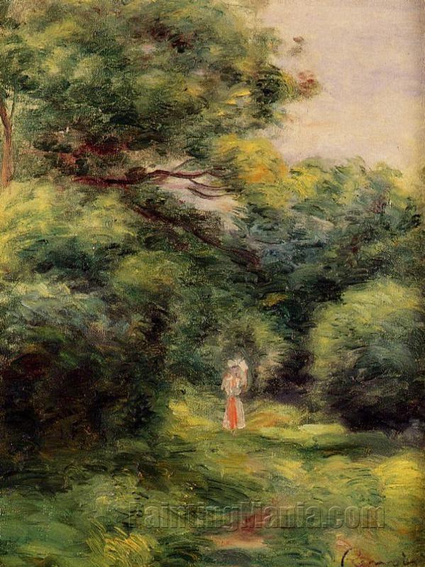 Lane in the Woods, Woman with a Child in Her Arms