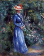 Woman in a Blue Dress, Standing in the Garden of Saint-Cloud