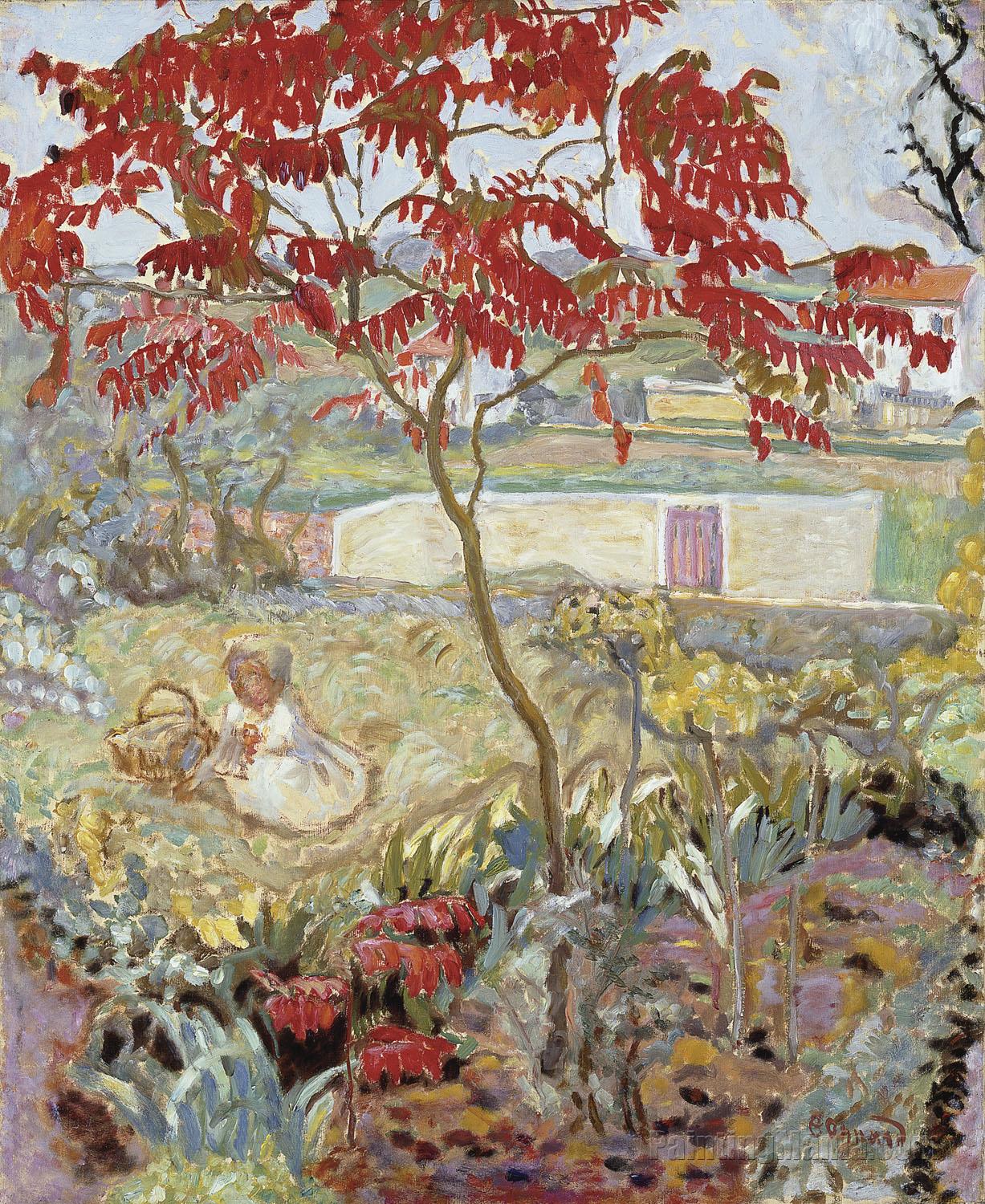 The Garden with Red Tree