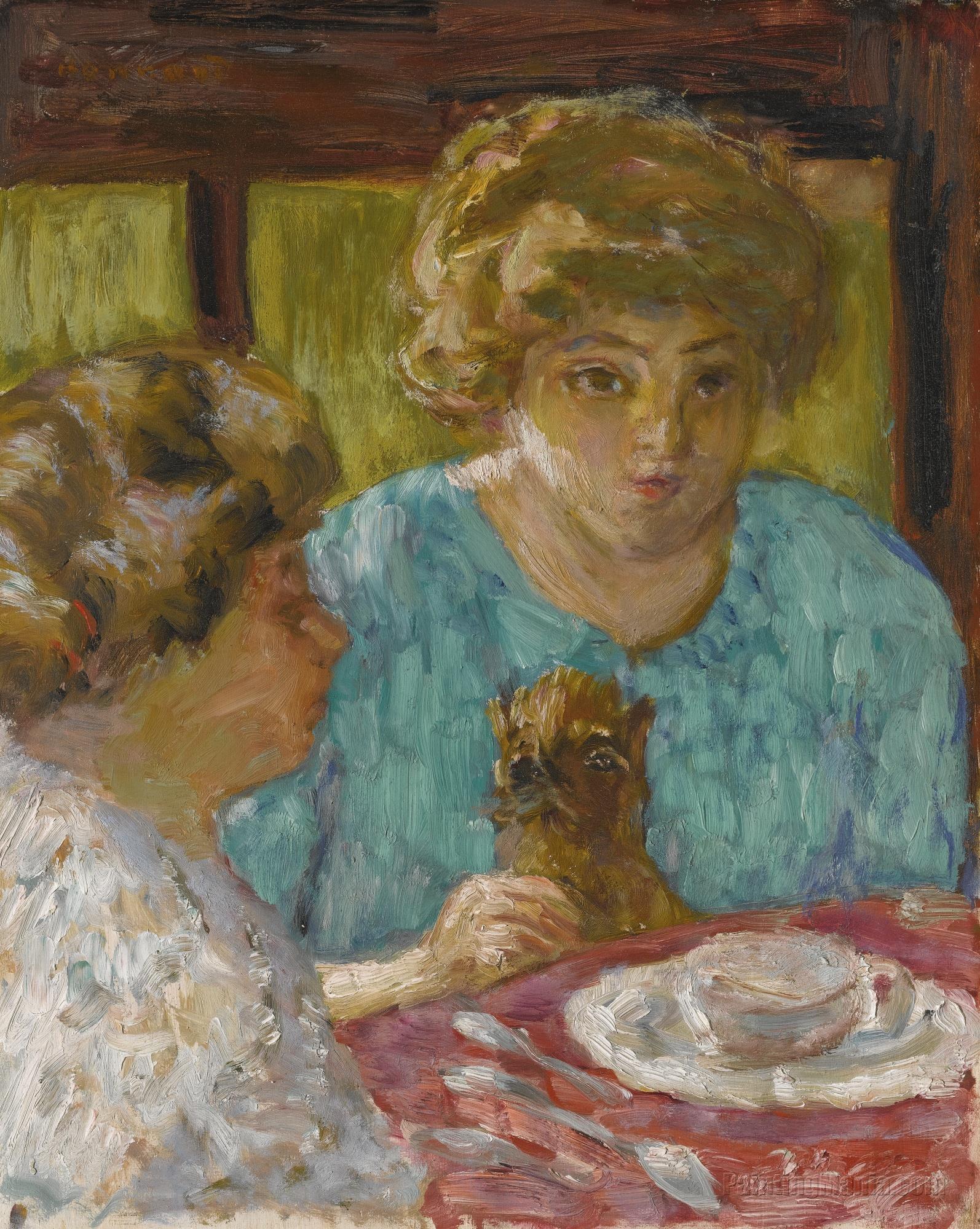 Two Ladies with Cat at the Table (The Two Sisters)