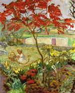 Garden with Red Tree