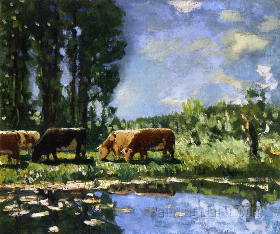 Cows on the Banks of a Pond