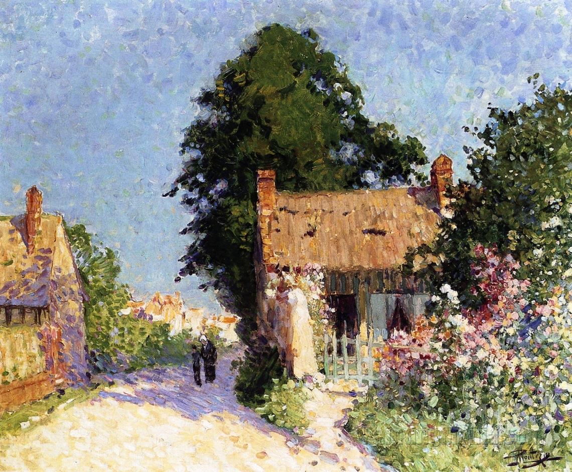 House with Flowers by the Road