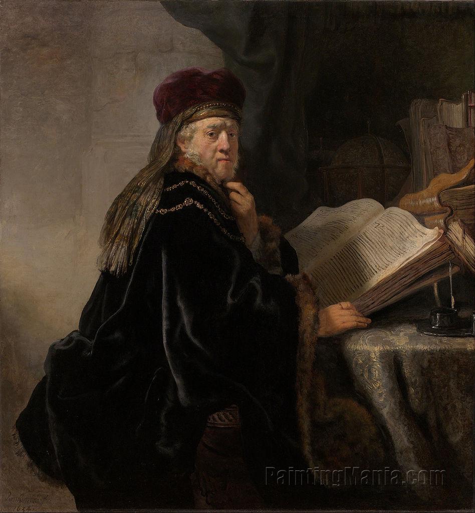 A Scholar Seated at a Desk with His Books