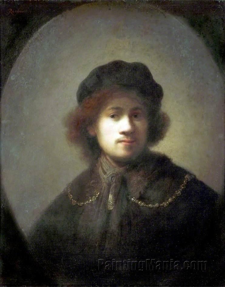 Self Portrait with Beret and Gold Chain