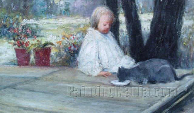 Little Girl with a Cat