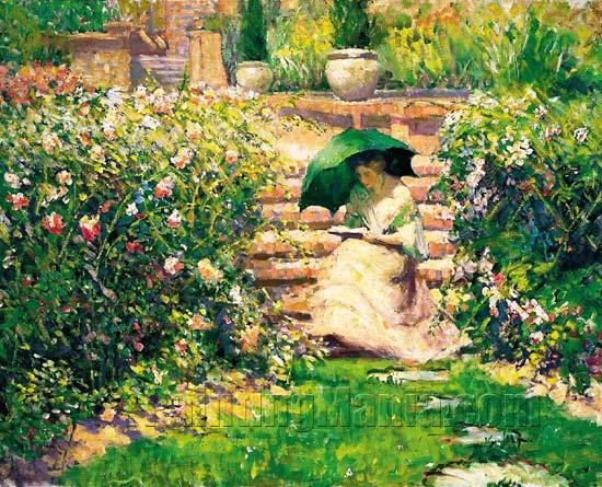 Woman Reading in a Garden