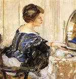 Woman in Blue Seated at a Dressing Table