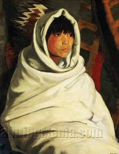 Indian Girl in White Ceremonial Blanket