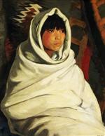 Indian Girl in White Ceremonial Blanket
