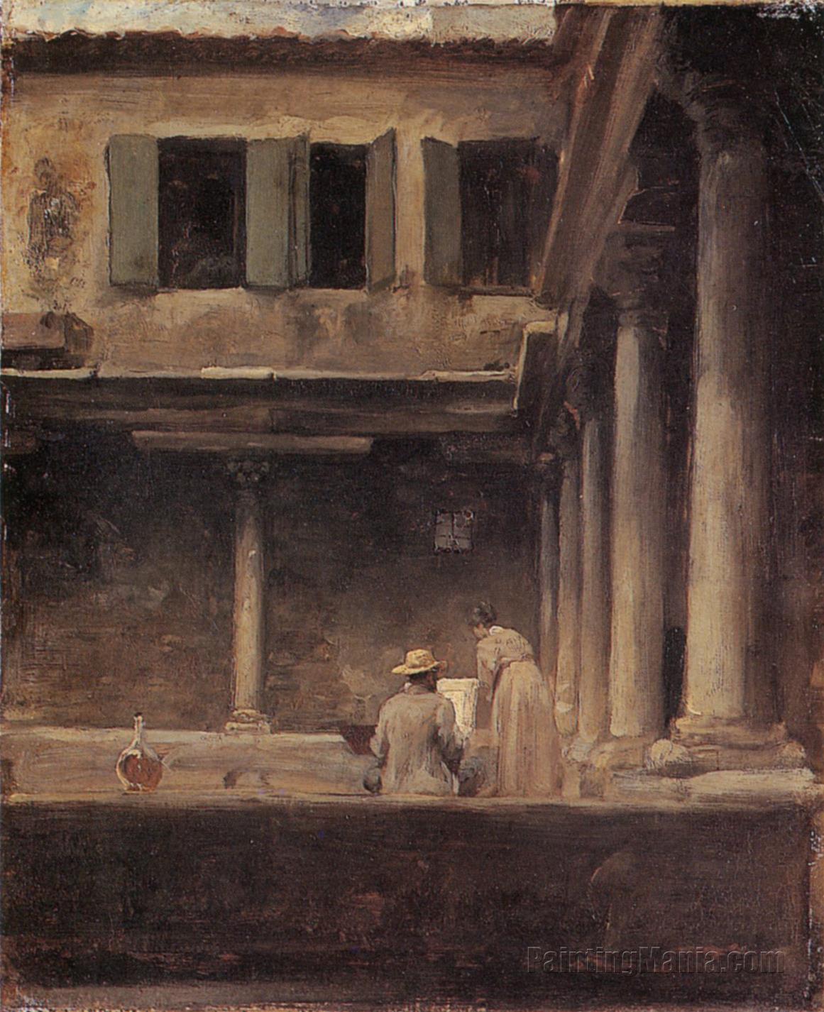 An Artist Sketching in the Cloister of S. Gregorio, Venice