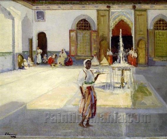 A Moorish Courtyard with Figures