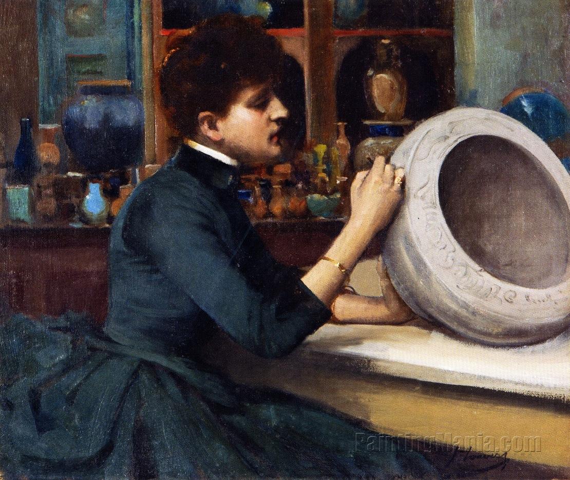Woman Painting a Pot at the Glasgow International Exhibition