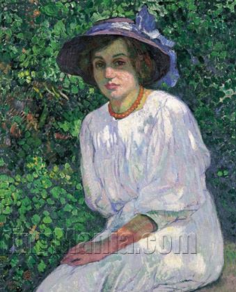 Elisabeth Van Rysselberghe in the Garden, Jersey - Young Girl in the Bush